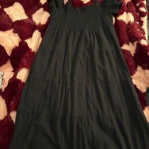 100% cotton off shoulder Black Maxi Dress